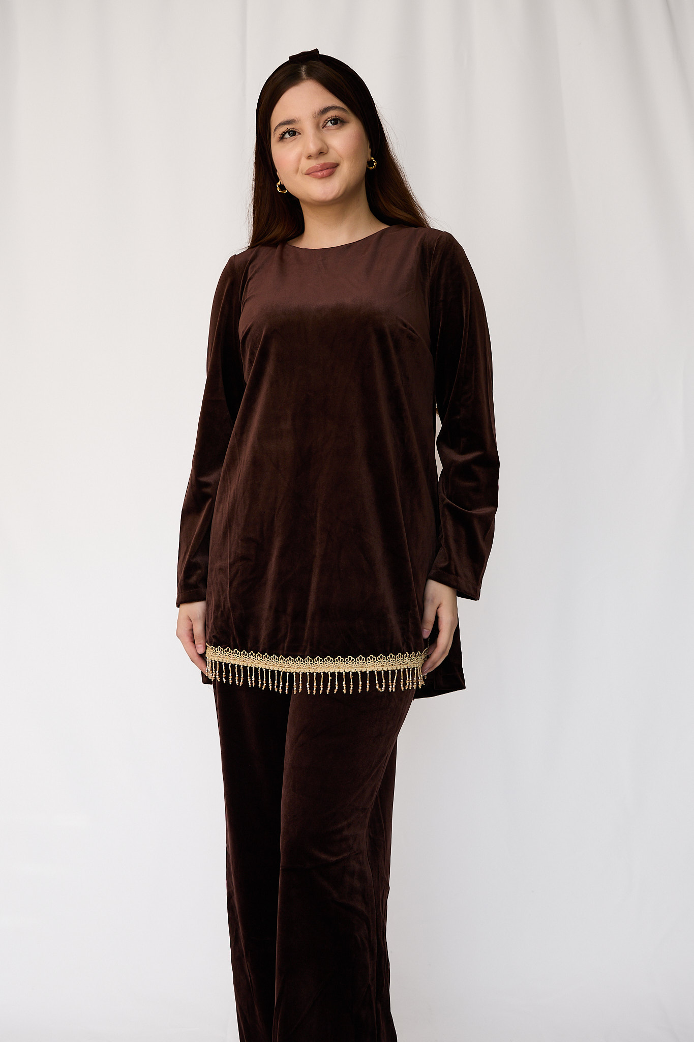 Malohat — jigarrang (tilla dantel etak) 2