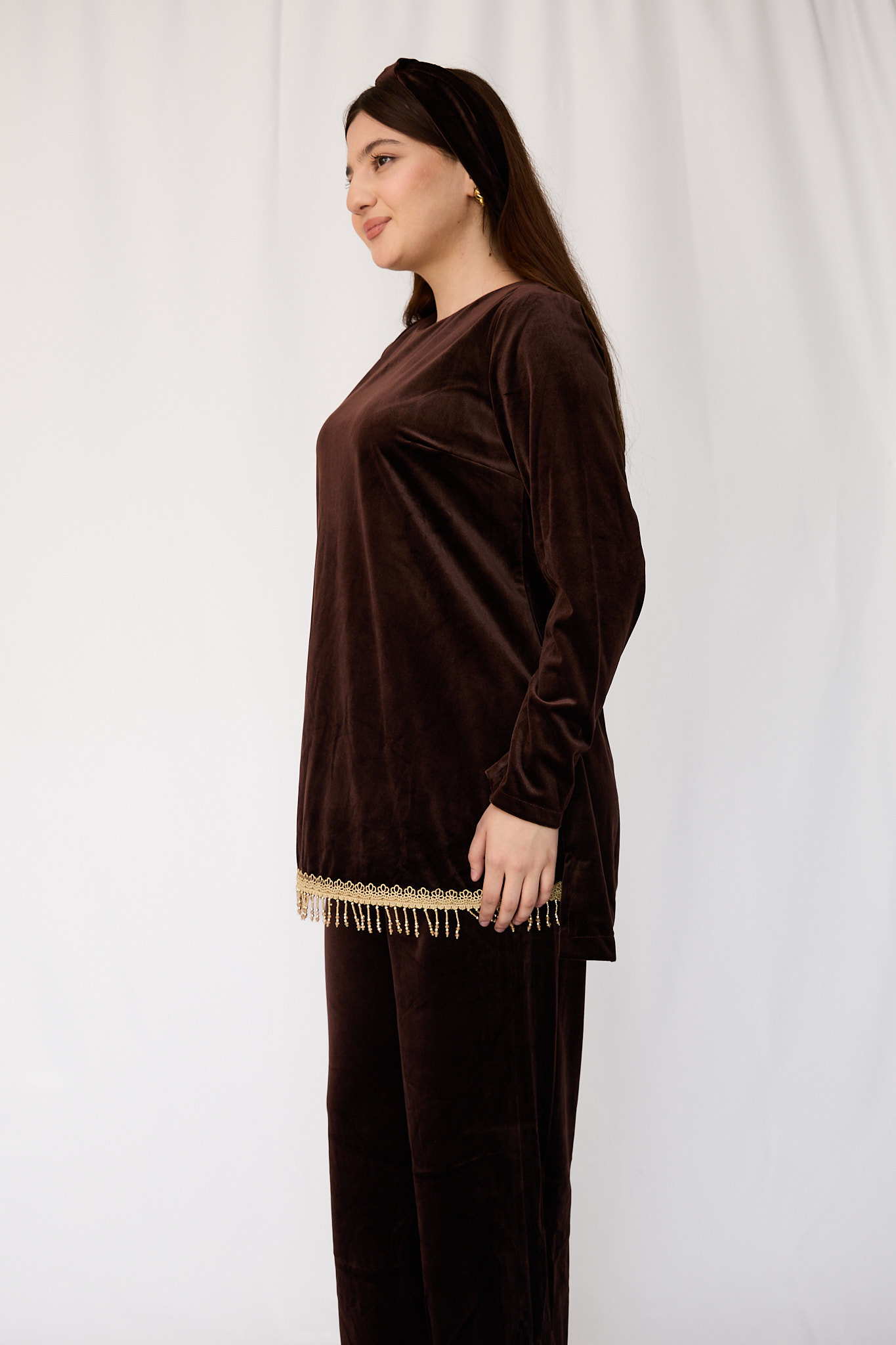 Malohat — jigarrang (tilla dantel etak) 3